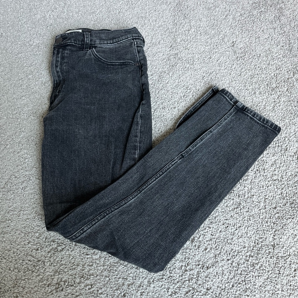 Abercrombie Fitch The Skinny High Rise Ankle Slit Faded Black Jeans Size 30/10s